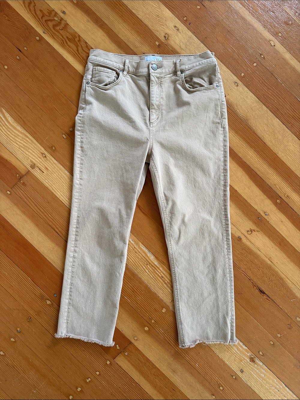 Loft High Waist Straight Crop Tan Denim Jeans 10/30
